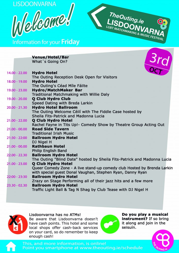 Friday Schedule at The Outing Lisdoonvarna 2014